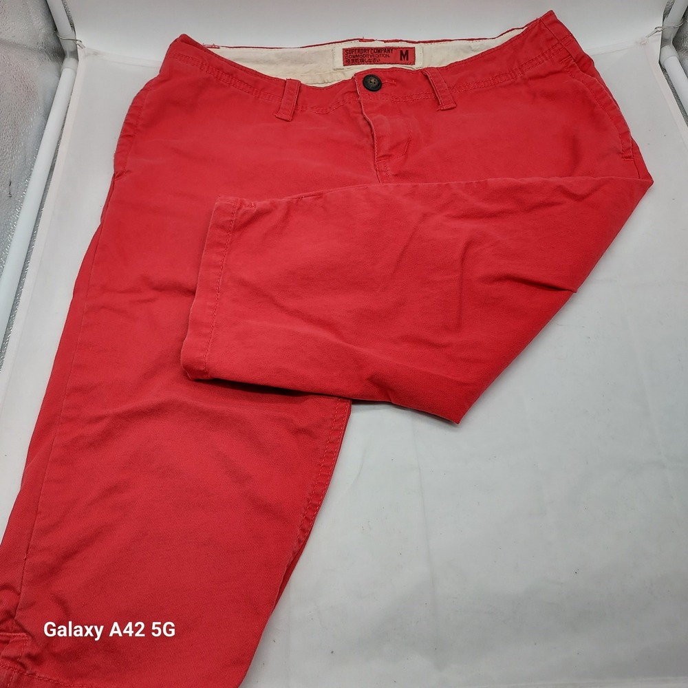 Superdry Company Commodity Edition Red Capri Pants Womens Size M GS7GO037